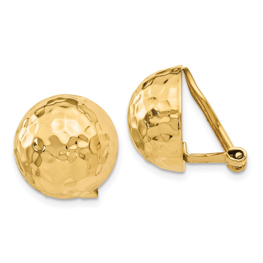 Polished;14k Yellow gold;Flat back;Non-pierced;Hammered