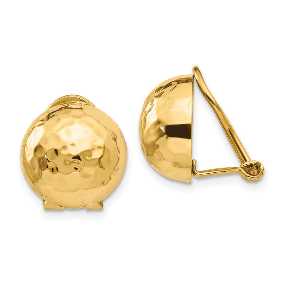 Polished;14k Yellow gold;Flat back;Non-pierced;Hammered