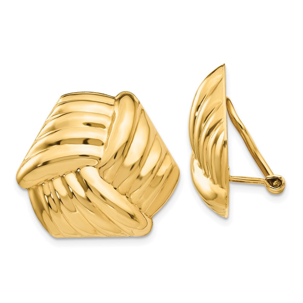 Polished;14k Yellow gold;Flat back;Closed back;Non-pierced;Hinged