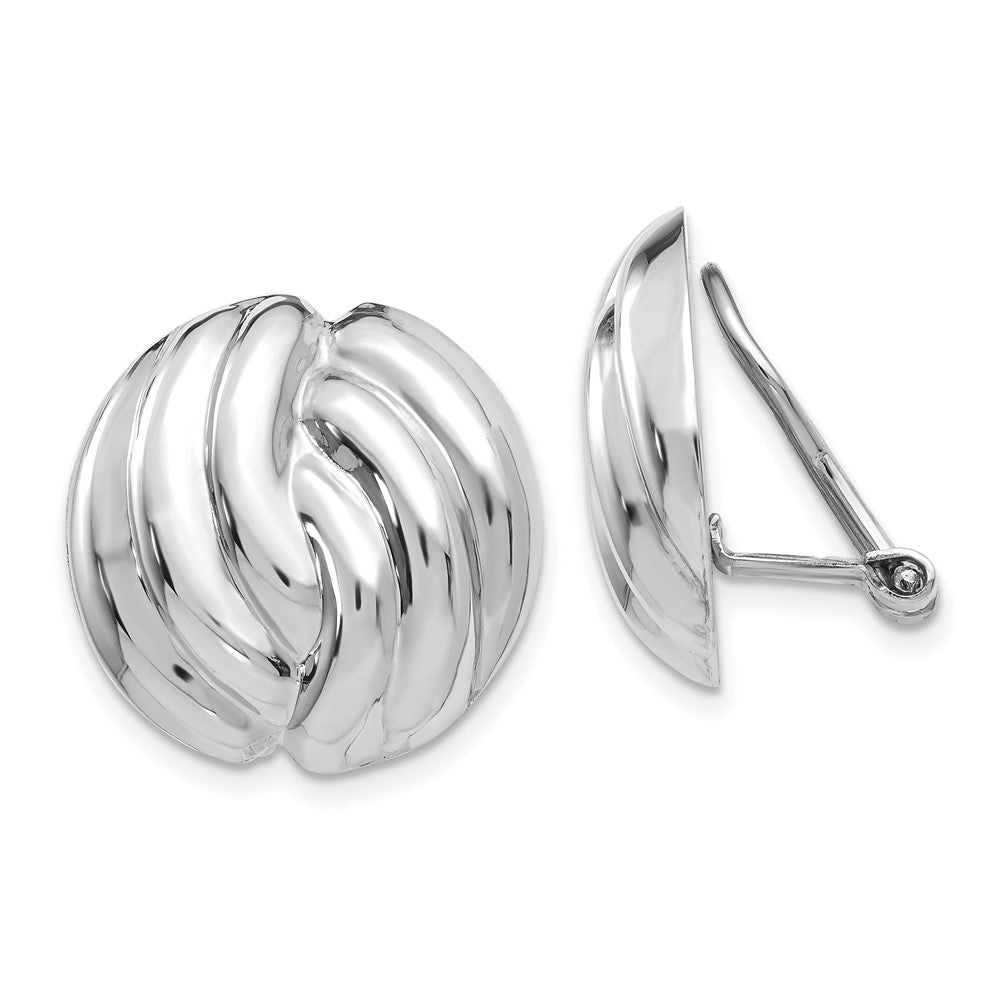 Polished;14K White gold;Flat back;Closed back;Non-pierced;Hinged