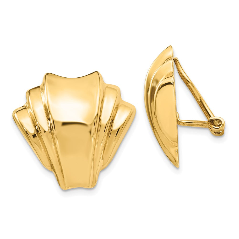Polished;14k Yellow gold;Flat back;Closed back;Non-pierced;Hinged