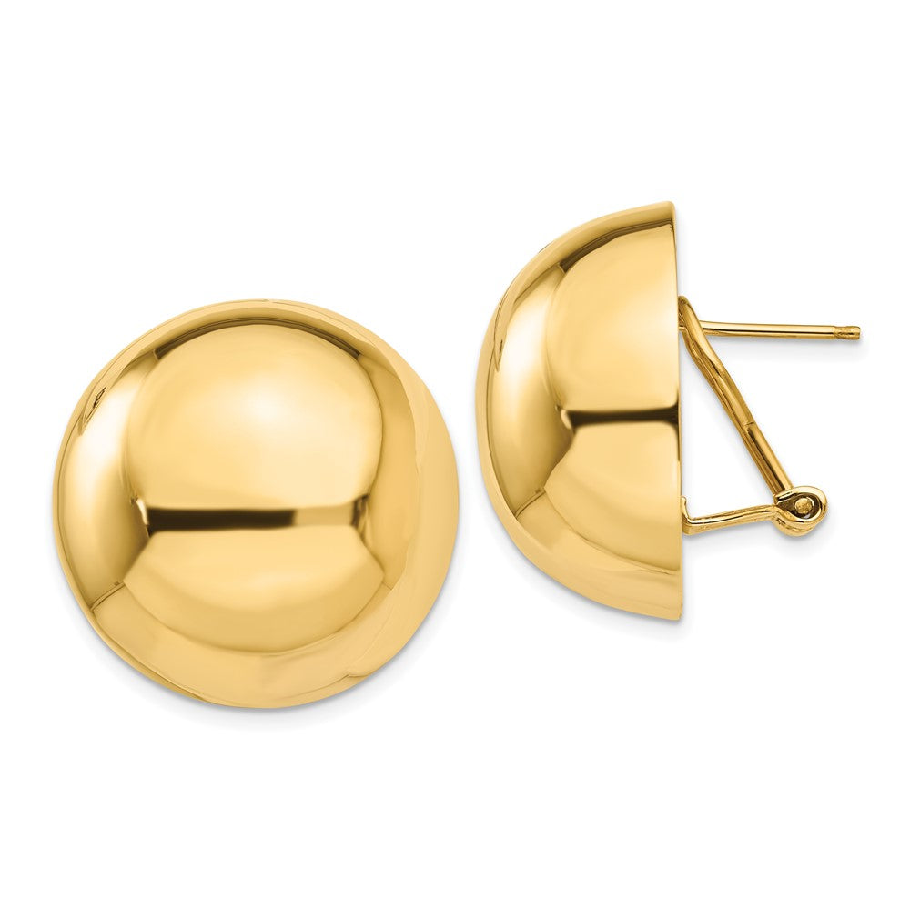 Polished;14k Yellow gold;Omega back;Flat edge
