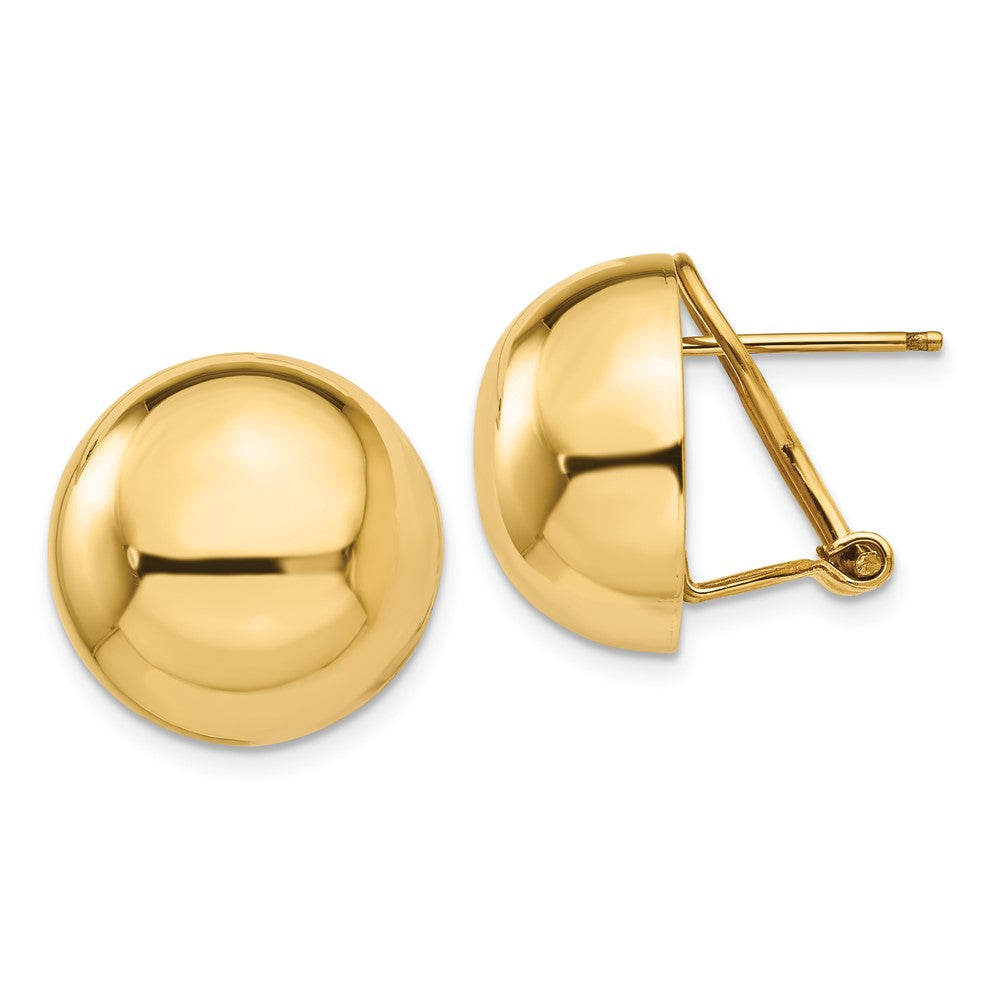 Polished;14k Yellow gold;Flat back;Hollow;Omega back