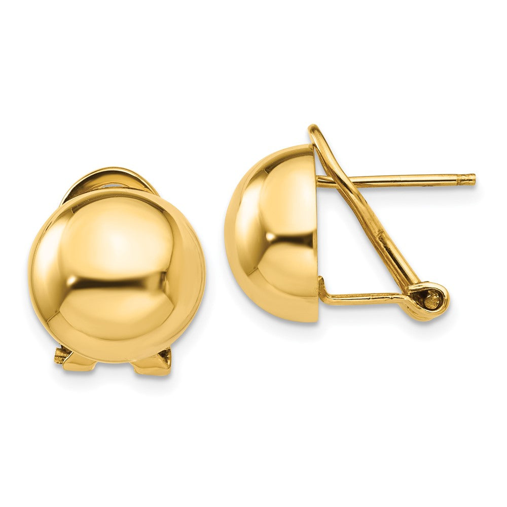 Polished;14k Yellow gold;Flat back;Hollow;Omega back