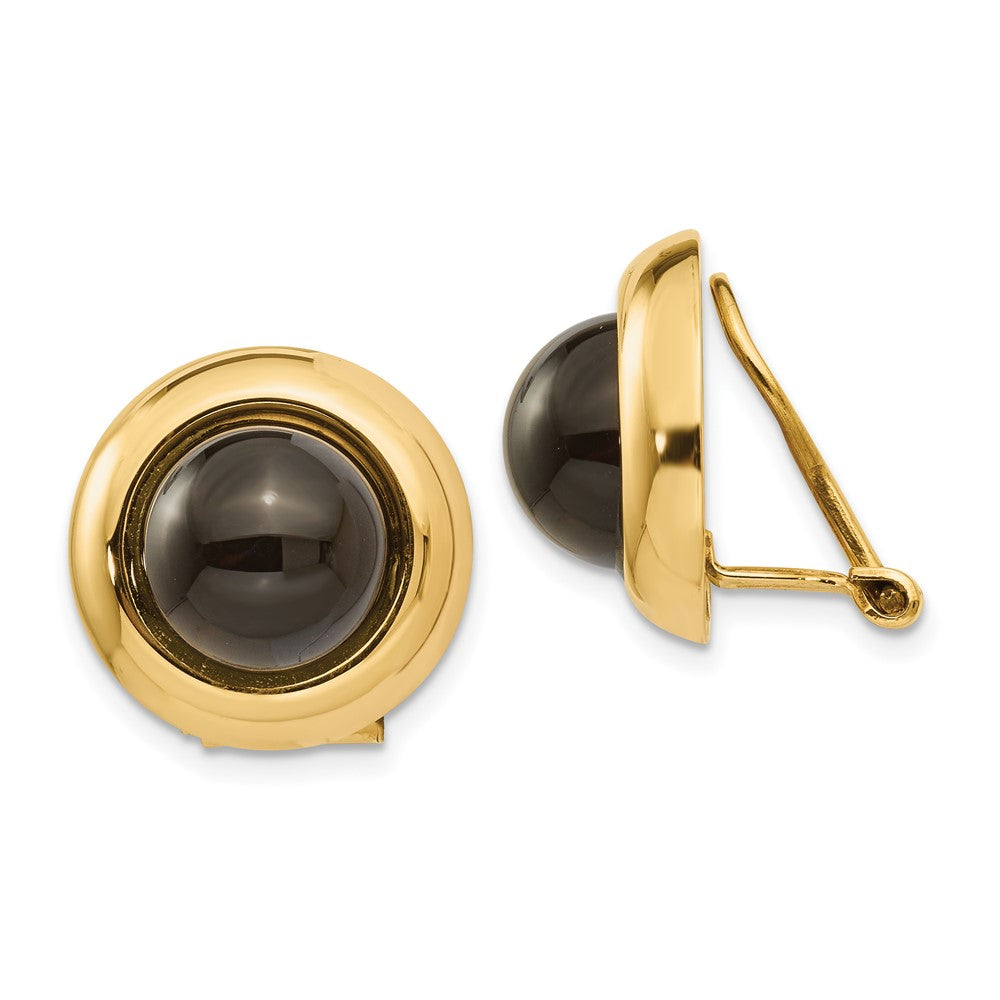 Polished;14k Yellow gold;Flat back;Non-pierced;Onyx
