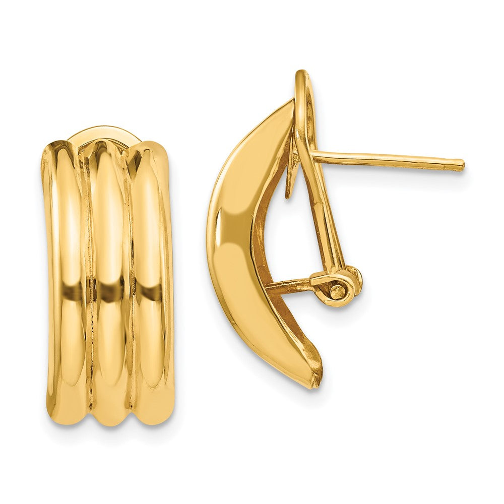 Polished;14k Yellow gold;Open back;Omega back