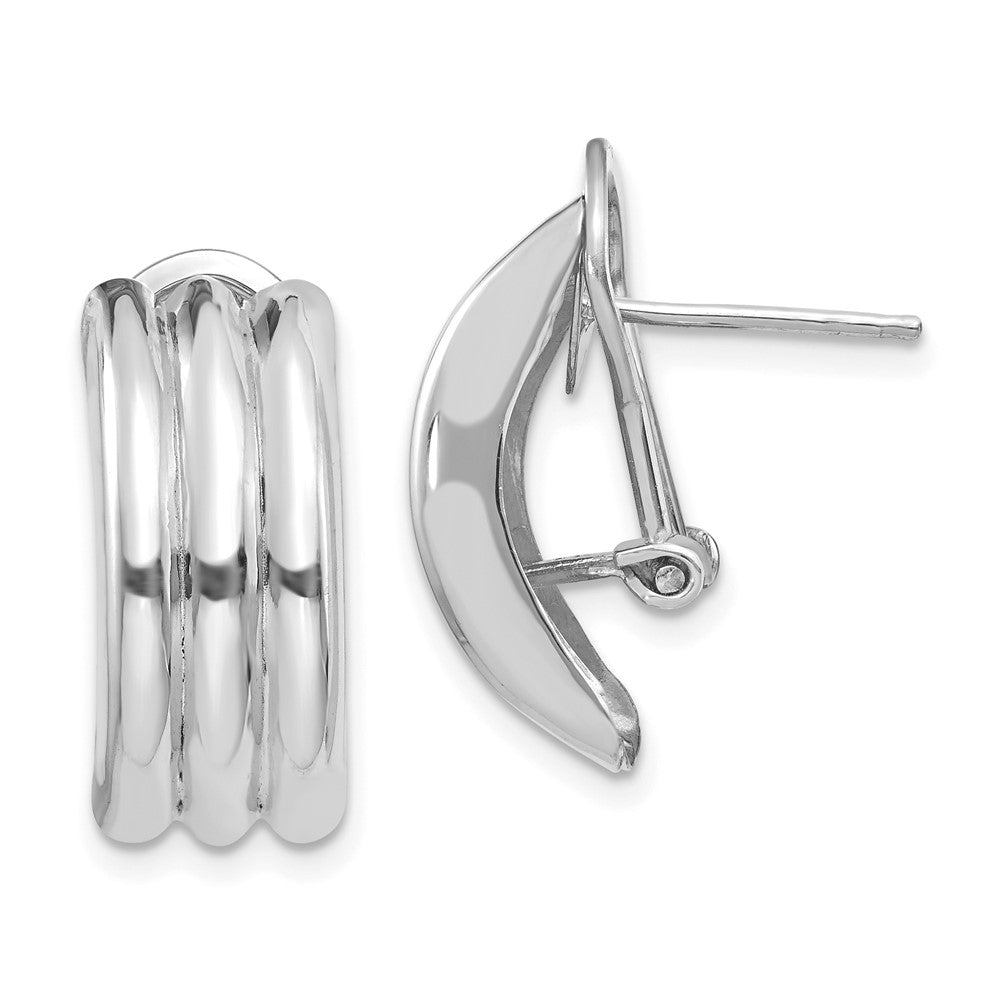 Polished;14K White gold;Open back;Omega back
