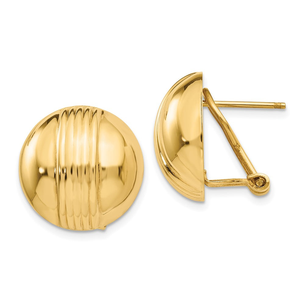 Polished;14K White gold;Flat back;Hollow;Omega back