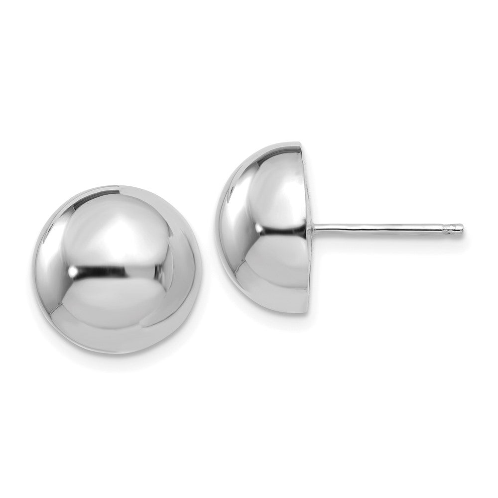 Polished;14K White gold;Flat back;Hollow;Post