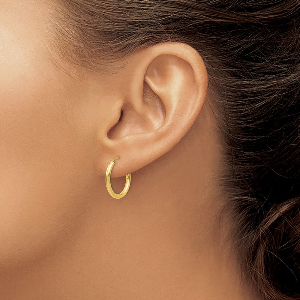 14k 2x17mm Polished Round Endless Tube Hoop Earrings