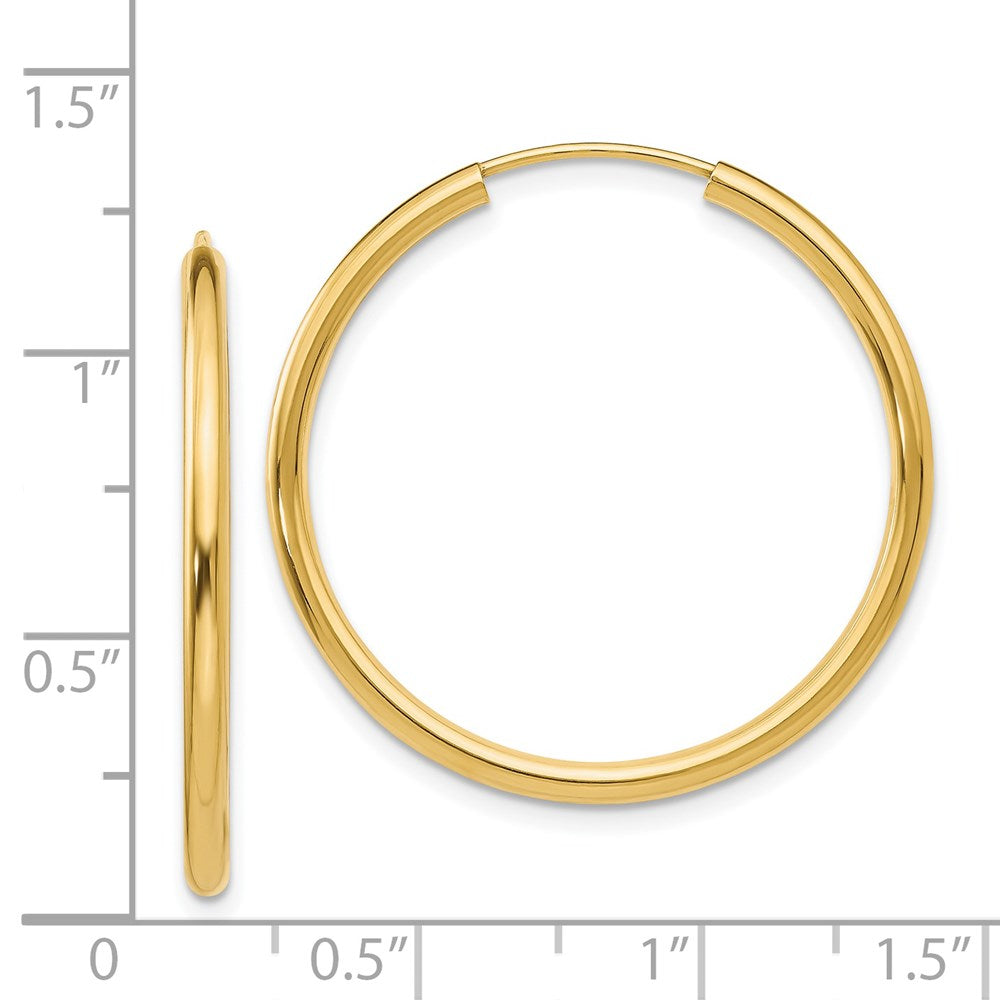 14k 2x30mm Polished Round Endless Tube Hoop Earrings