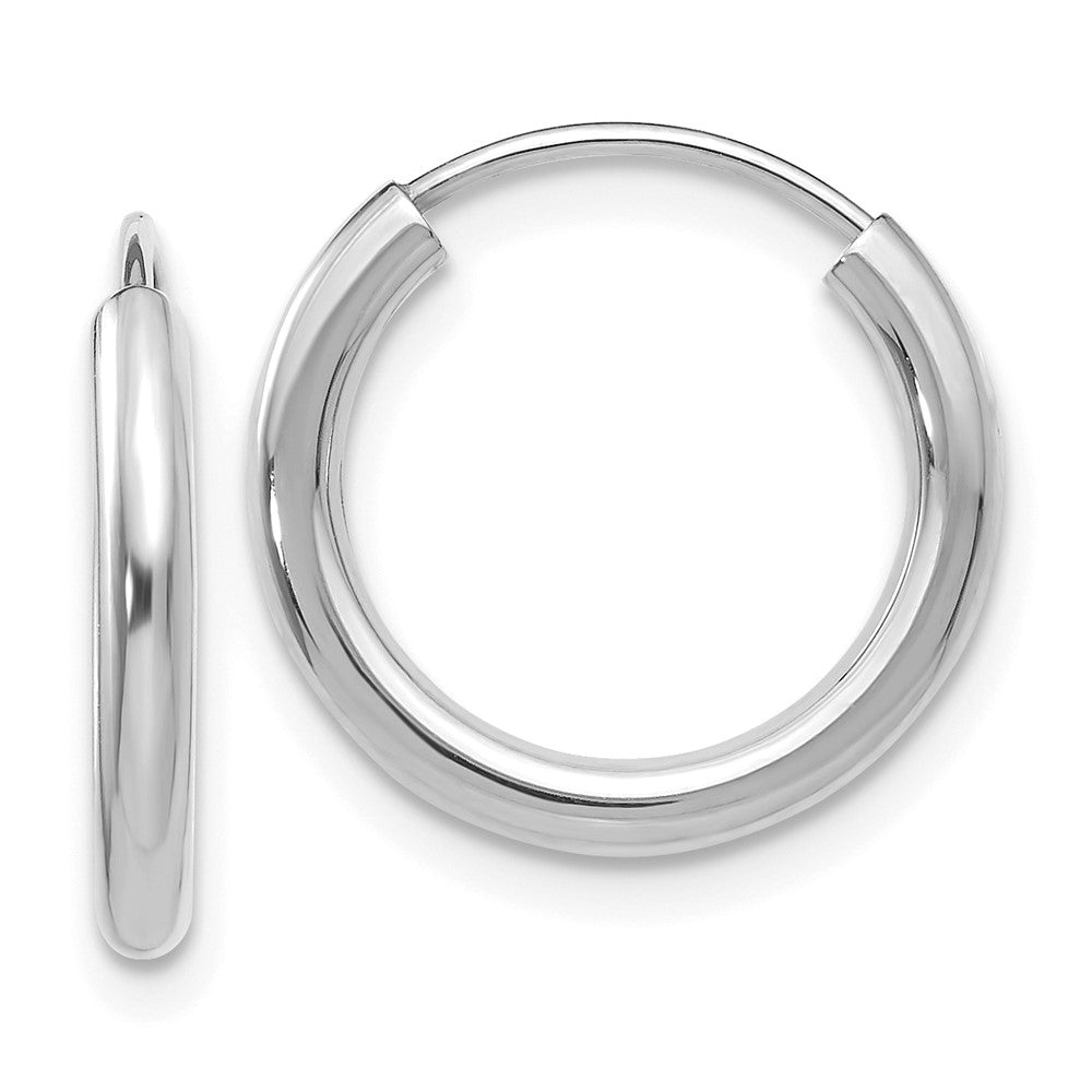 Polished;14K White gold;Hollow tube