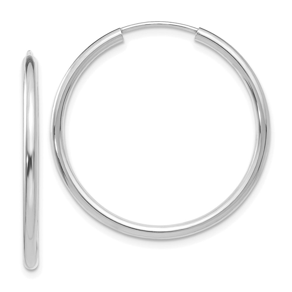 Polished;14K White gold;Hollow tube