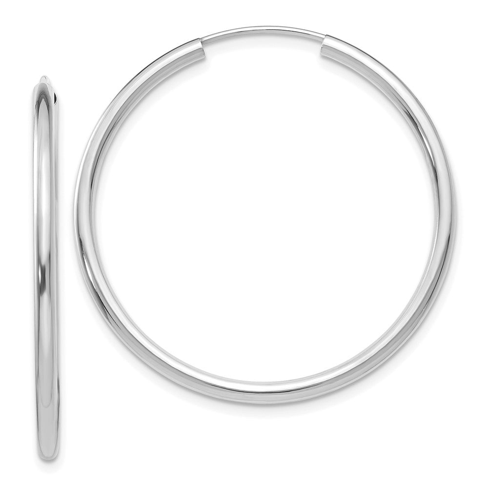 Polished;14K White gold;Hollow tube