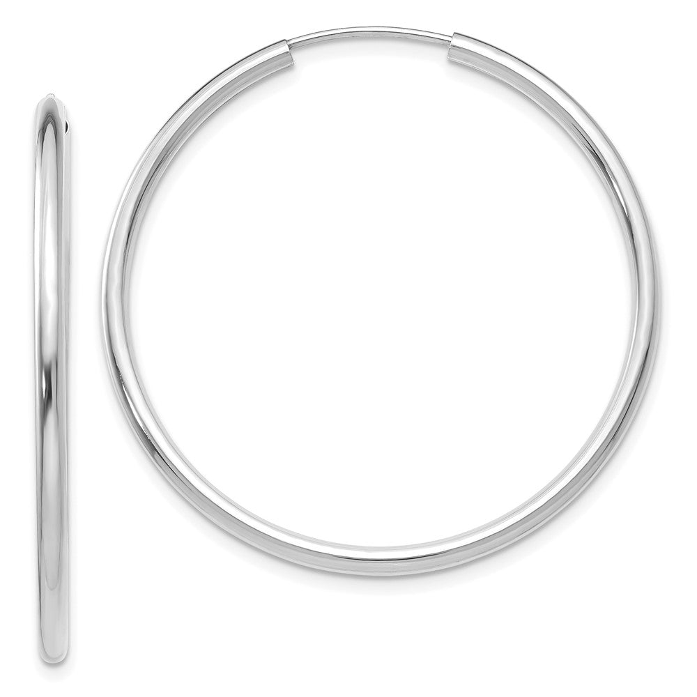 Polished;14K White gold;Hollow tube
