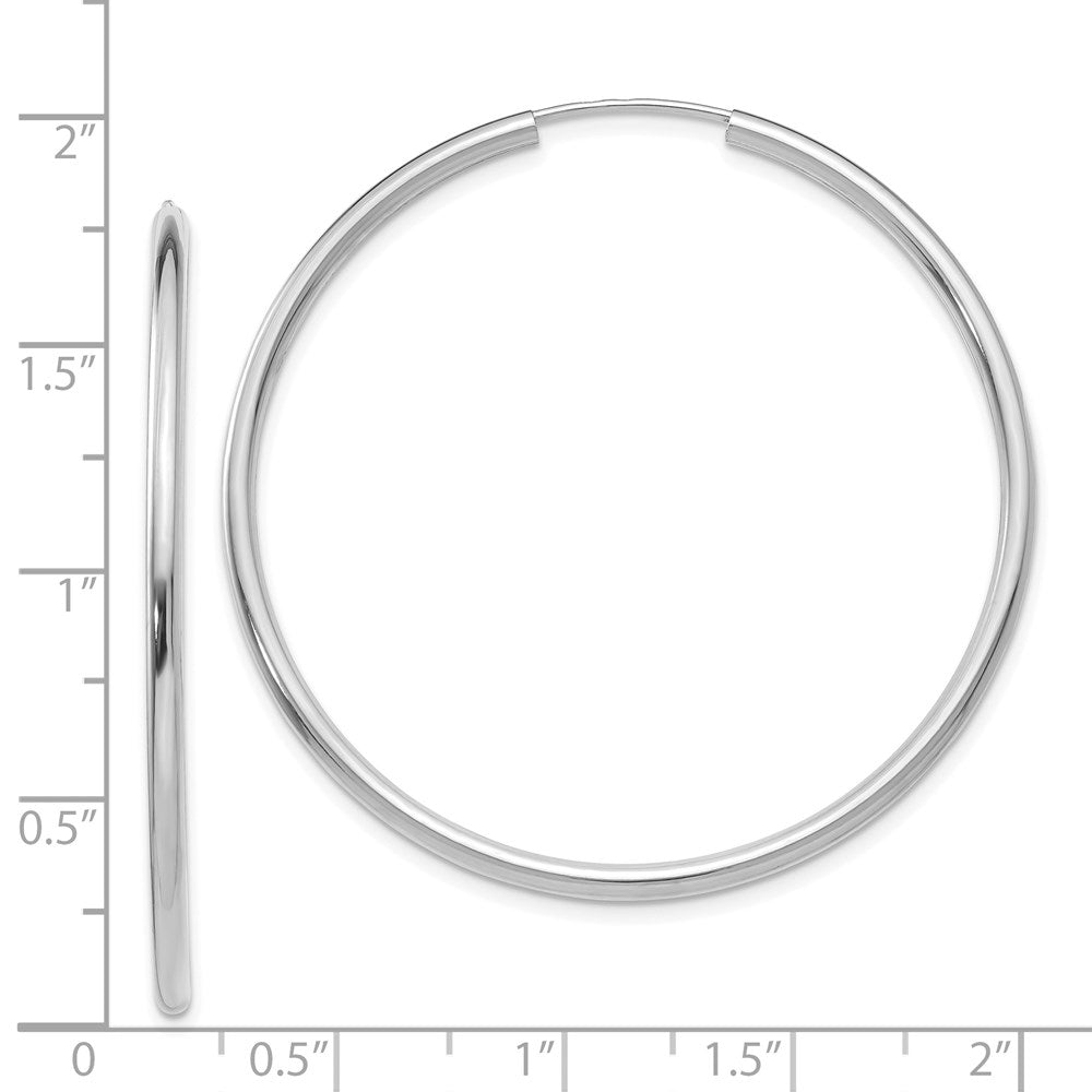 14k White Gold 2x45mm Polished Round Endless Tube Hoop Earrings