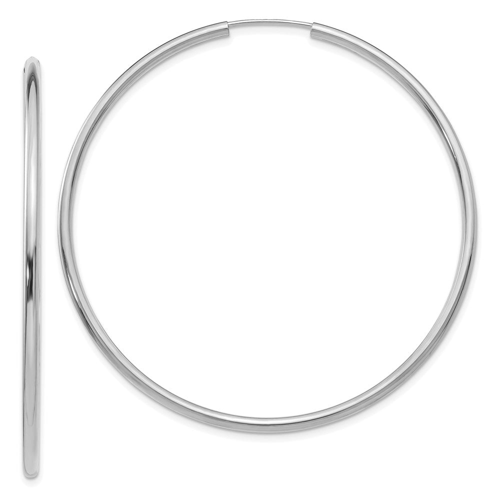 Polished;14K White gold;Hollow tube