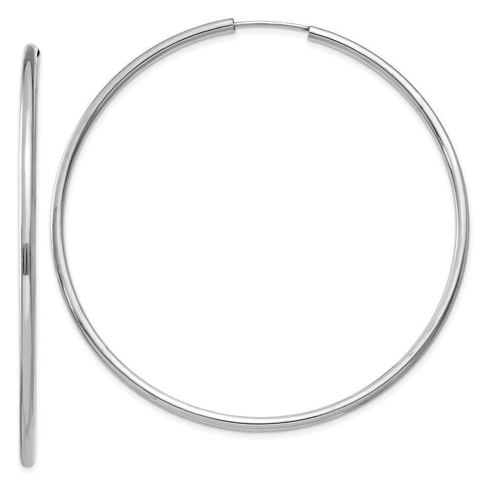 Polished;14K White gold;Hollow tube