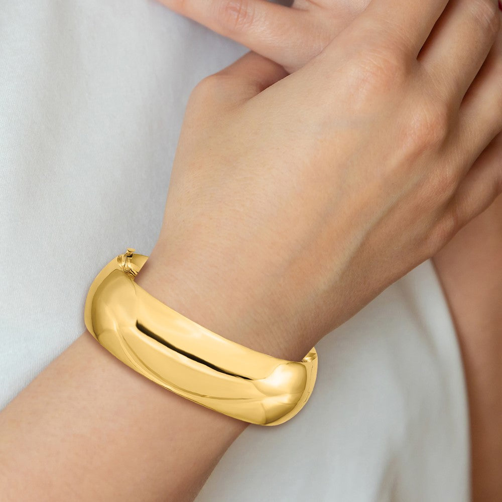 14k 13/16 Oversize High Polished 20.00mm Hinged Oval Bangle Bracelet