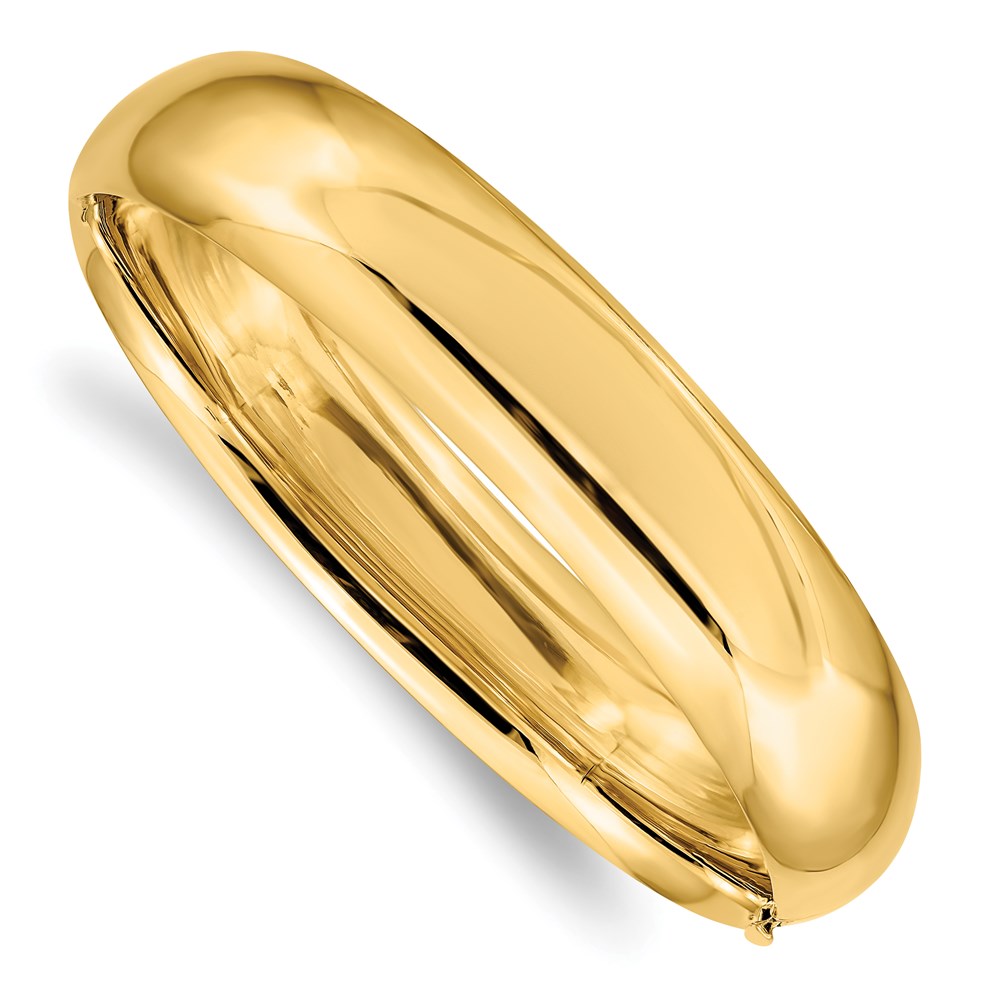 Polished;14k Yellow gold;Hollow;Hinged;Safety bar