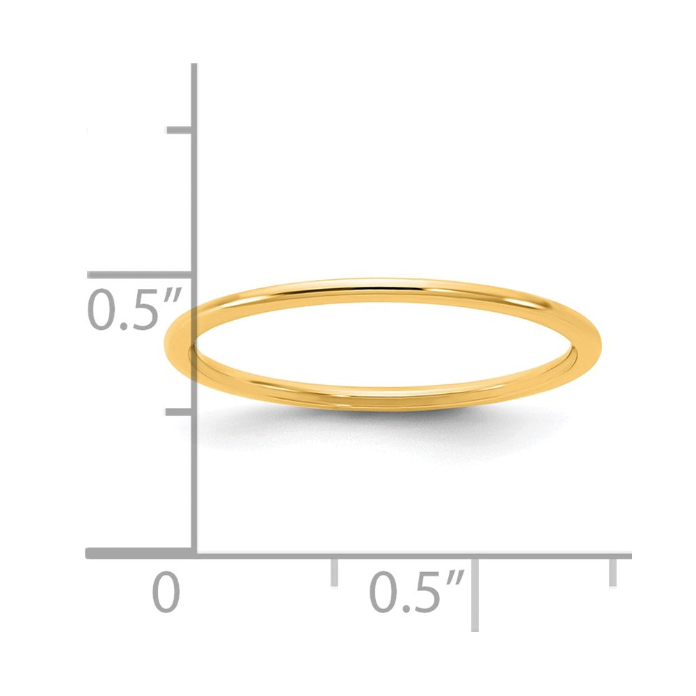 14KY 1mm Half Round Band Size 12.5