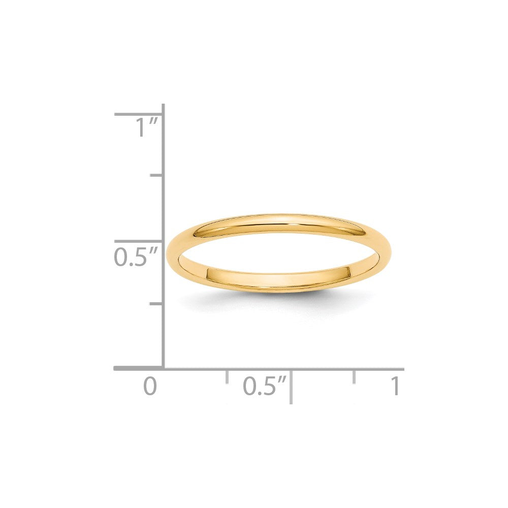 14k Yellow Gold 2mm Half Round Wedding Band Size 11