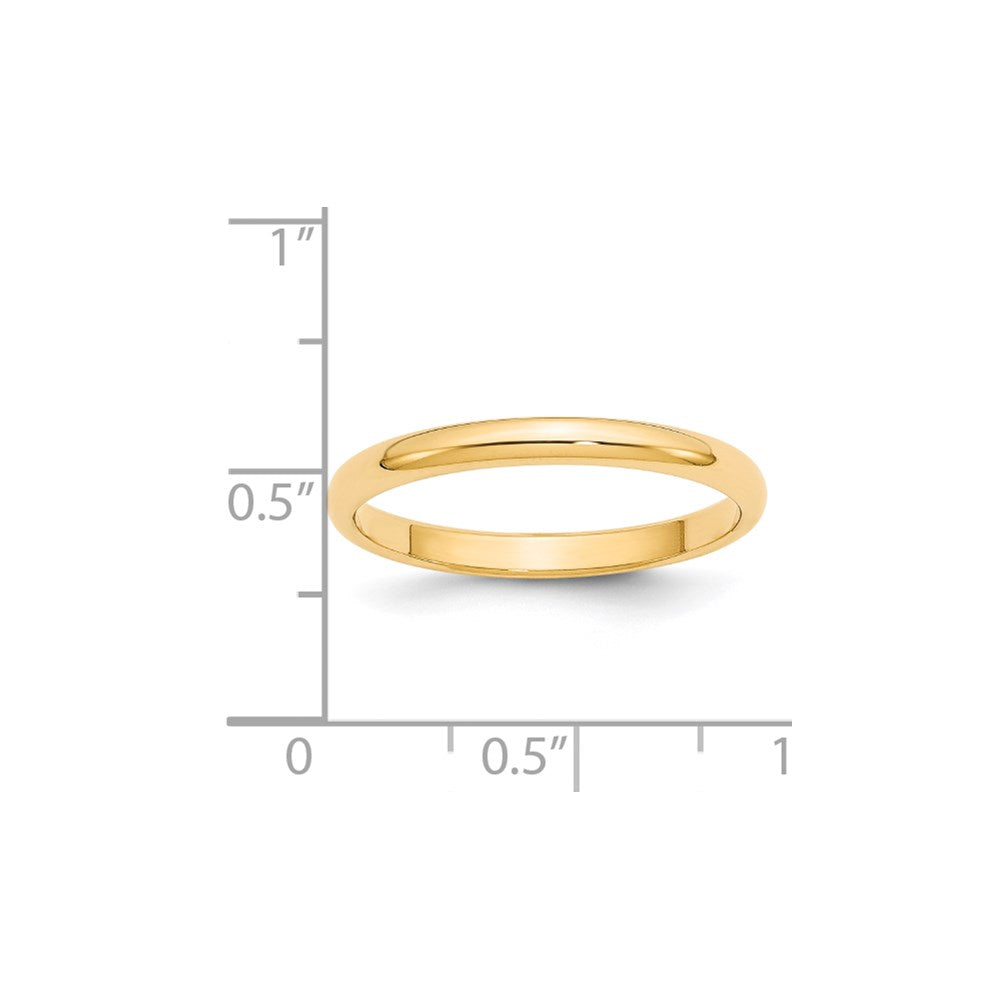14k Yellow Gold 2.5mm Half Round Wedding Band Size 11