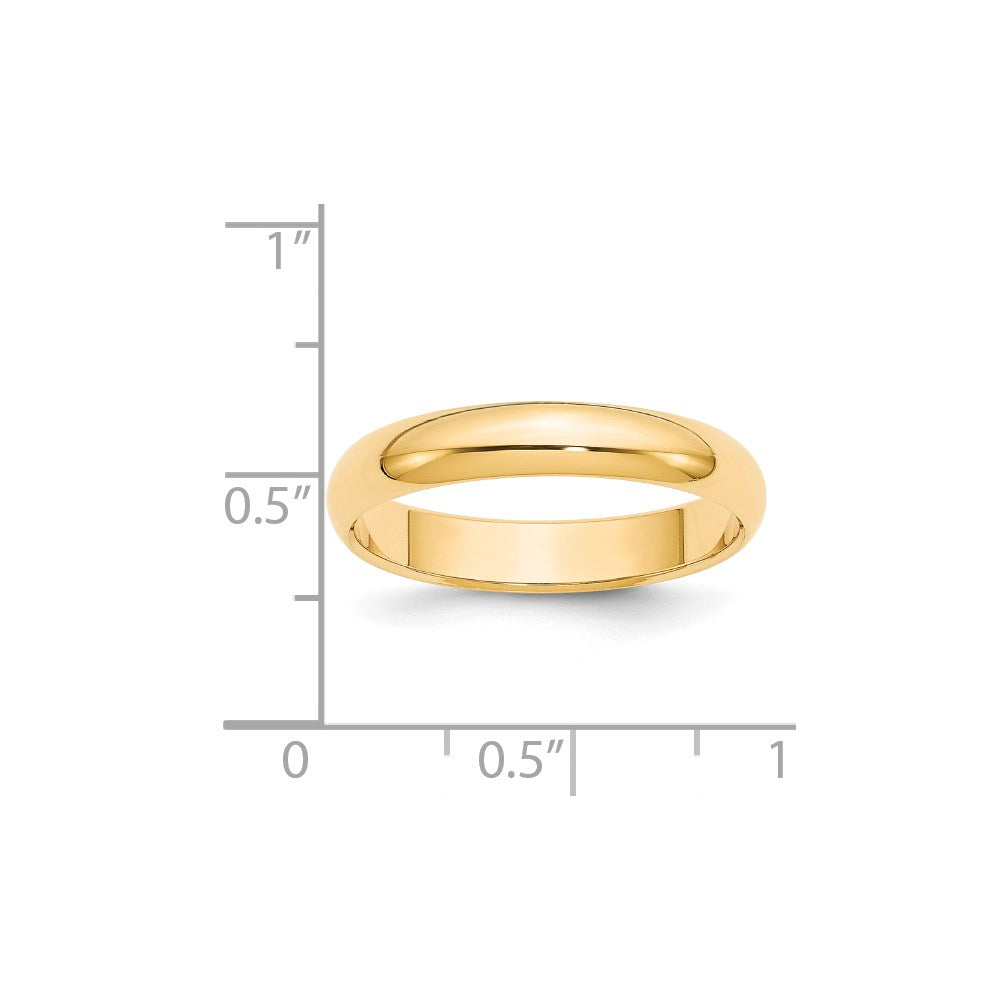 14k Yellow Gold 4mm Half-Round Wedding Band Size 10