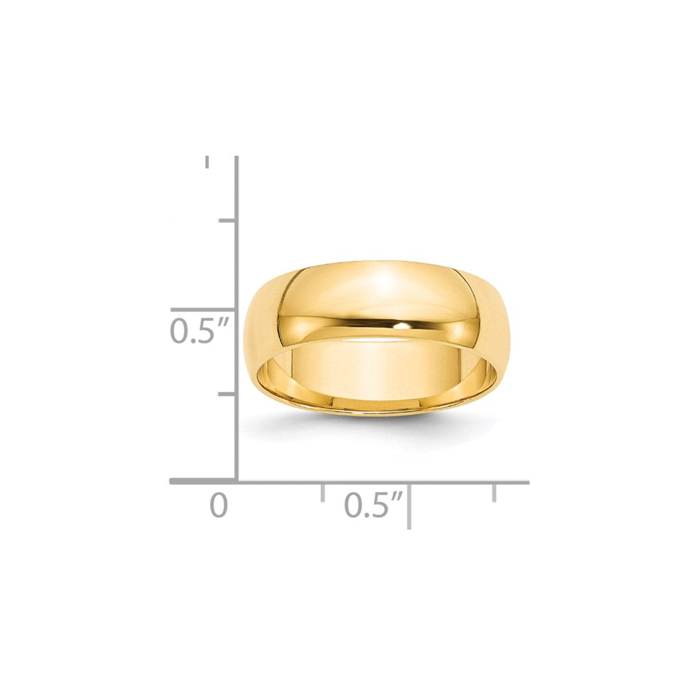 14k Yellow Gold 6mm Lightweight Half Round Wedding Band Size 13.5