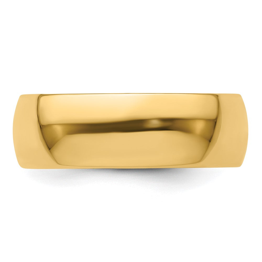 14k Yellow Gold 7mm Lightweight Half Round Wedding Band Size 13.5
