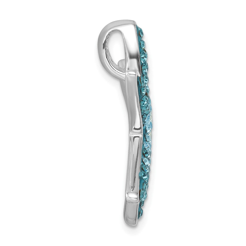 Sterling Silver Rhodium-plated Polished Blue Crystal Star Fish Chain Slide