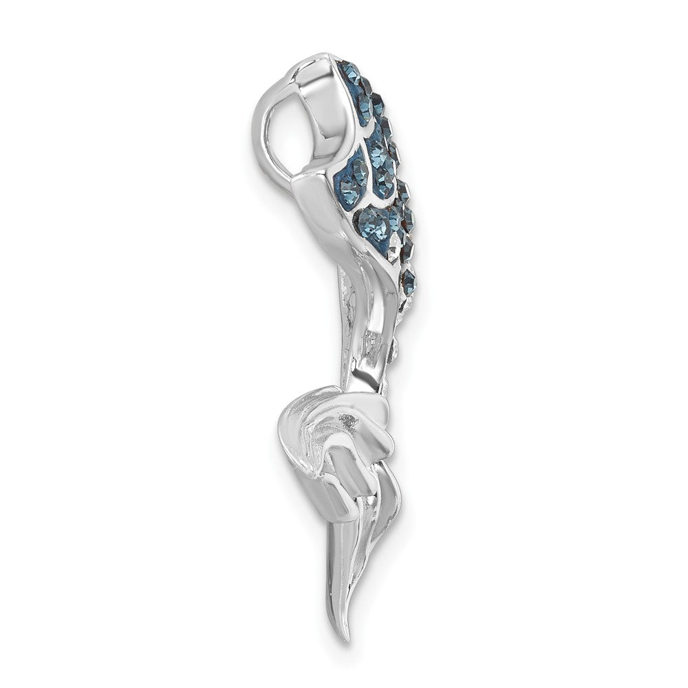 Sterling Silver Rhodium-Plated Polished Crystal Mermaid Tail Chain Slide