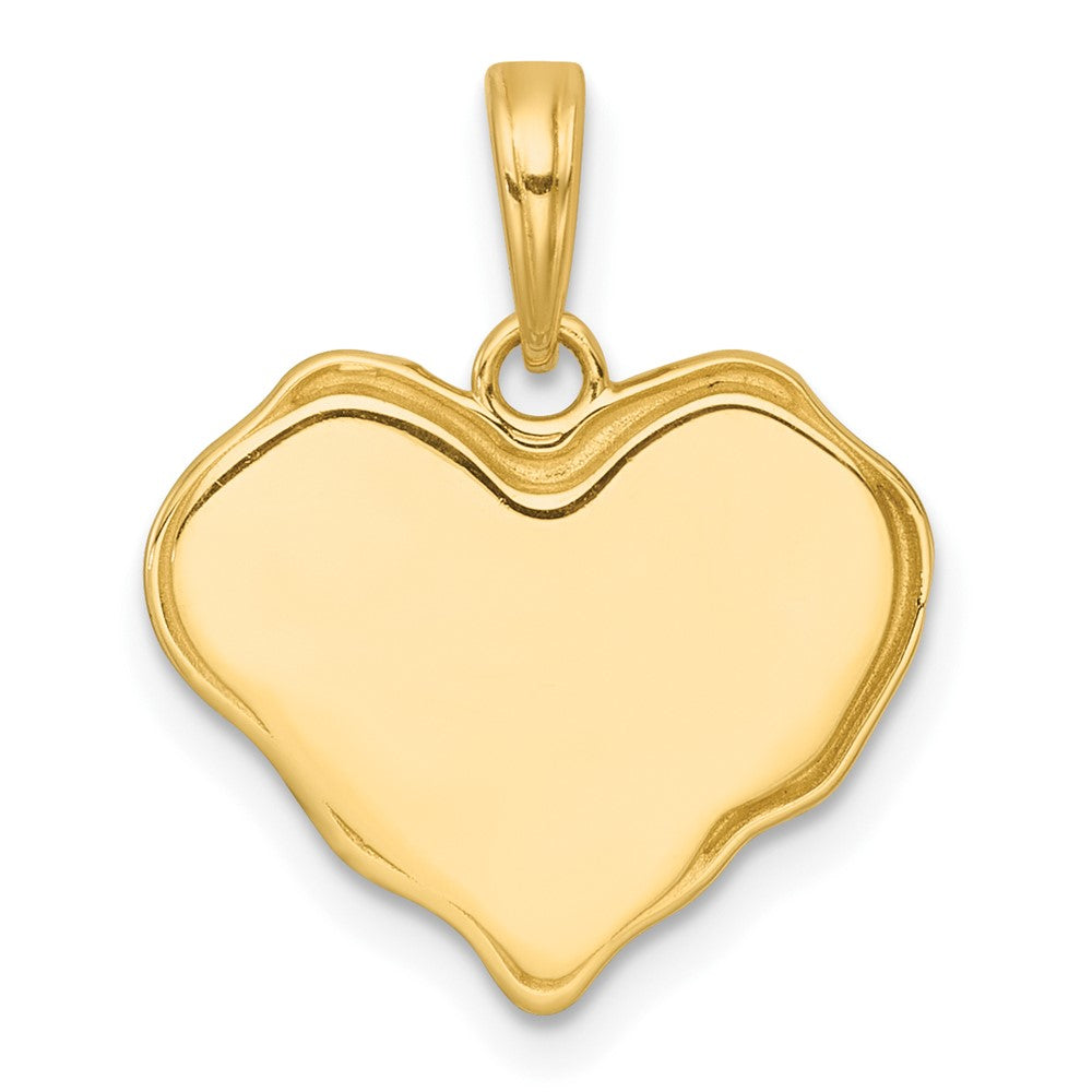 14k with White Rhodium Polished And Brushed Butterfly and Flowers In Wavy Heart Pendant