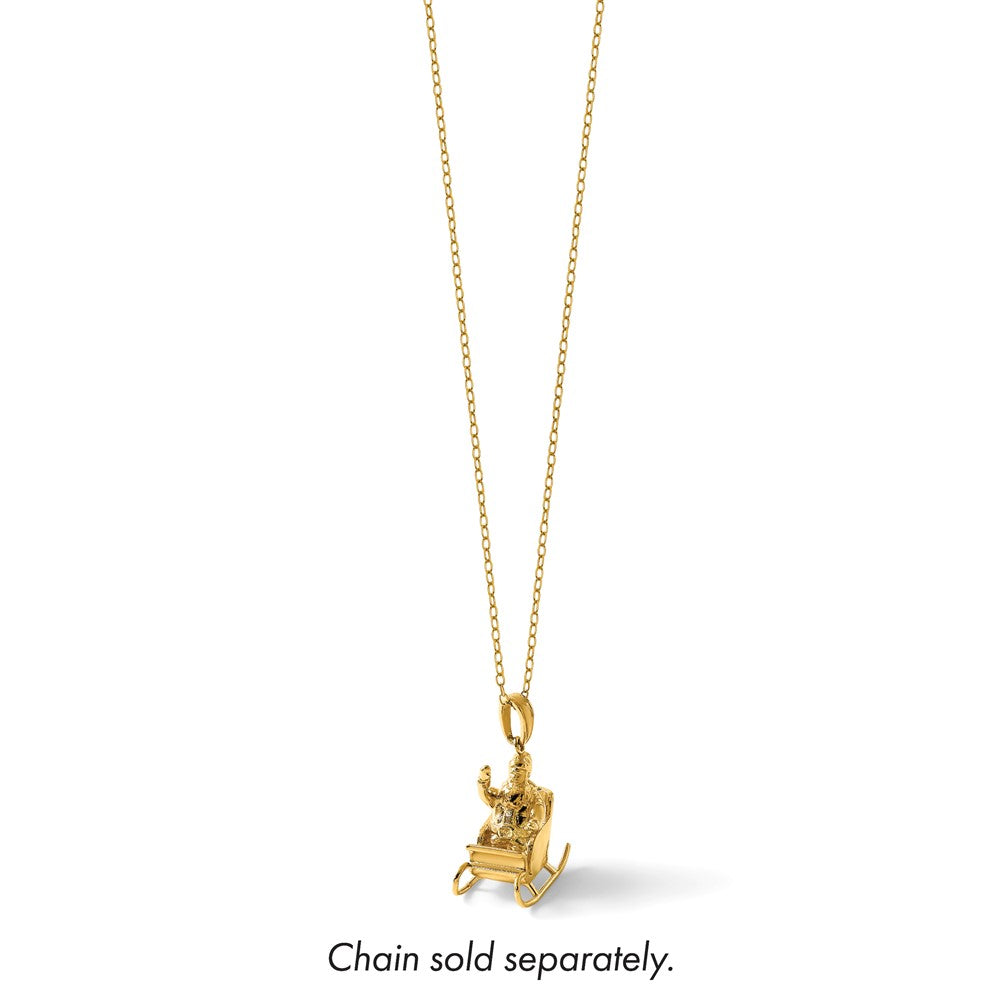 14k Polished 3-D Waving Santa In Sleigh Charm