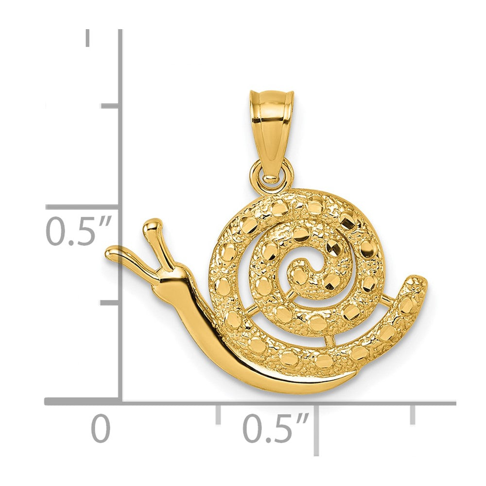 14k Polished Textured and Diamond-cut Snail Pendant