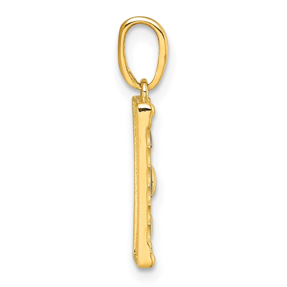 14k Polished Blue Enamel Moon Cycle Charm