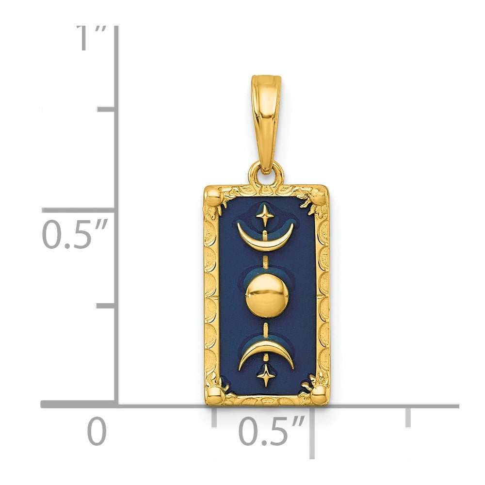 14k Polished Blue Enamel Moon Cycle Charm