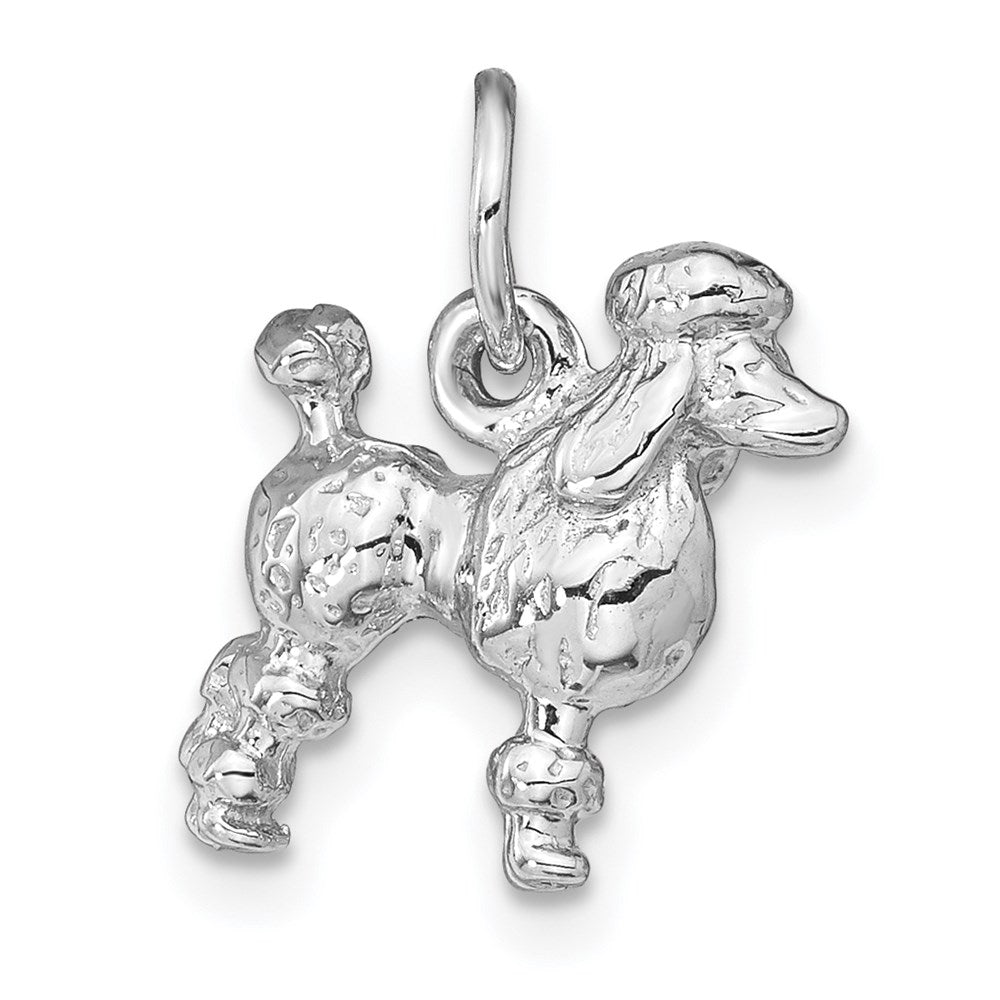 14k White Gold Solid 3-D Poodle Dog Charm