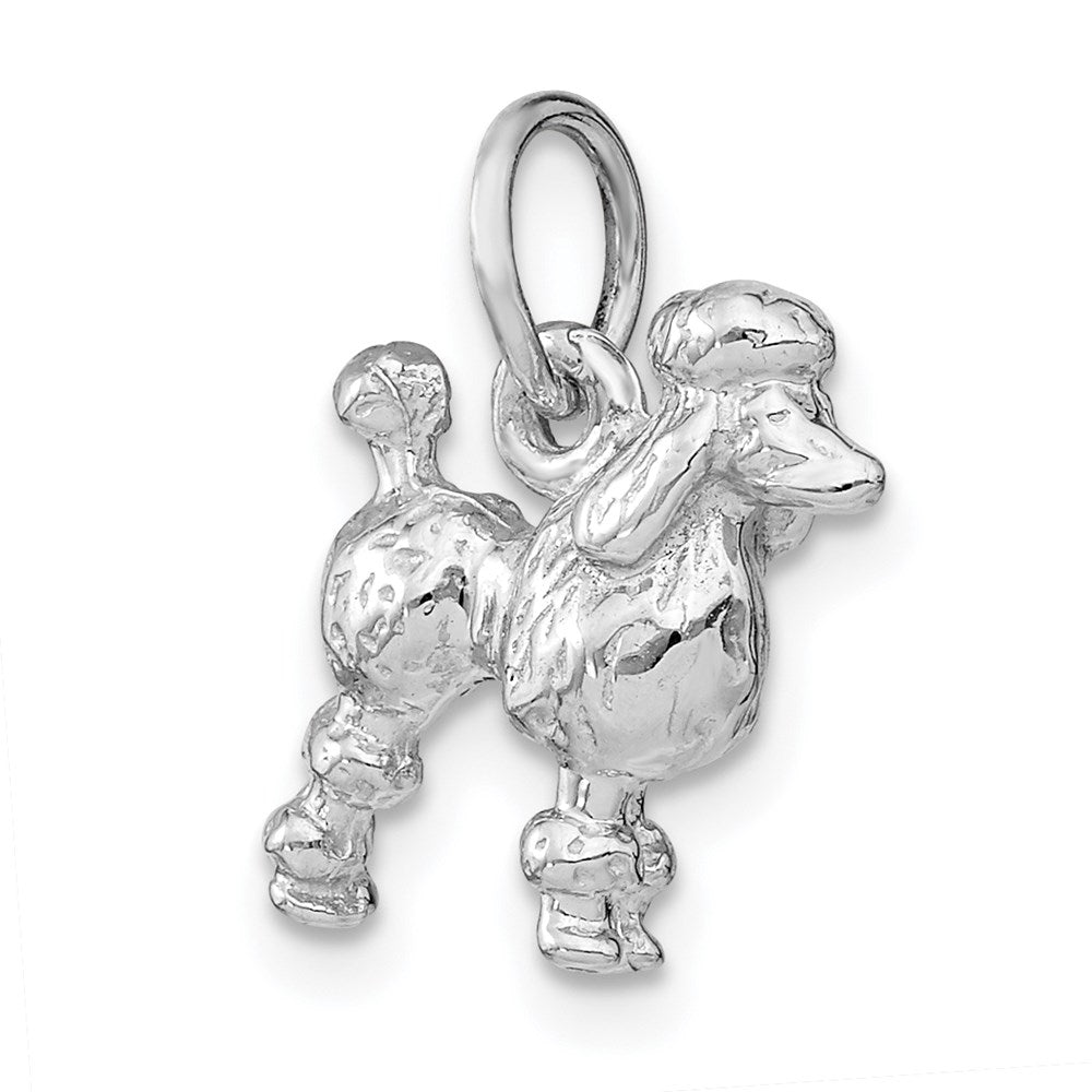 14k White Gold Solid 3-D Poodle Dog Charm