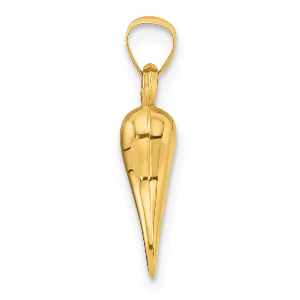 14k Polished Hollow 3-D Italian Horn Pendant