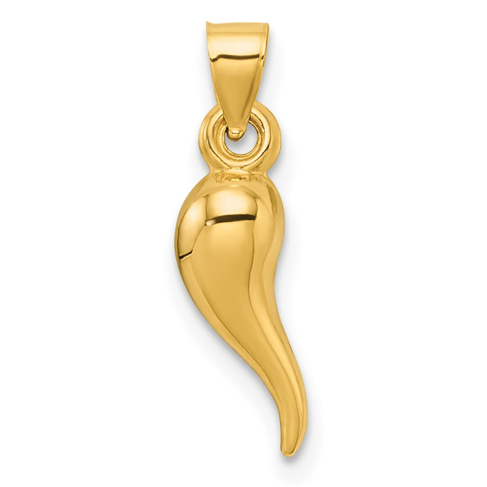 14k Polished Hollow 3-D Italian Horn Pendant