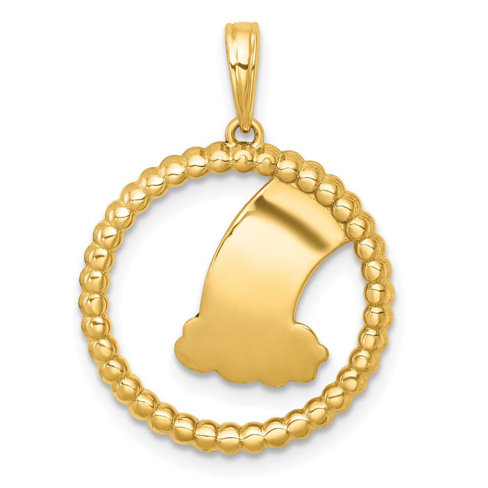 14k with White Rhodium Multi Color Enamel Rainbow With Cloud in Circle Charm