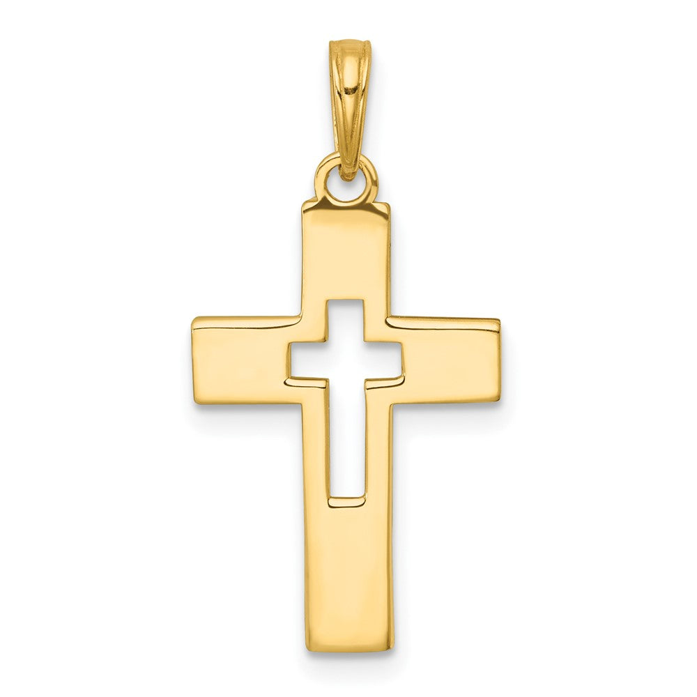 14K Polished Cut-Out Latin Cross Charm