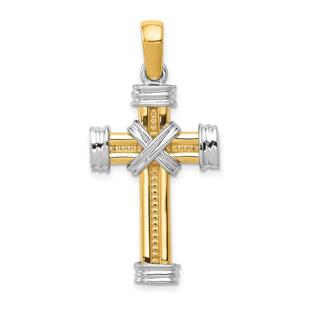 Solid;Casted;Polished;14K Two-tone;Open back;Textured