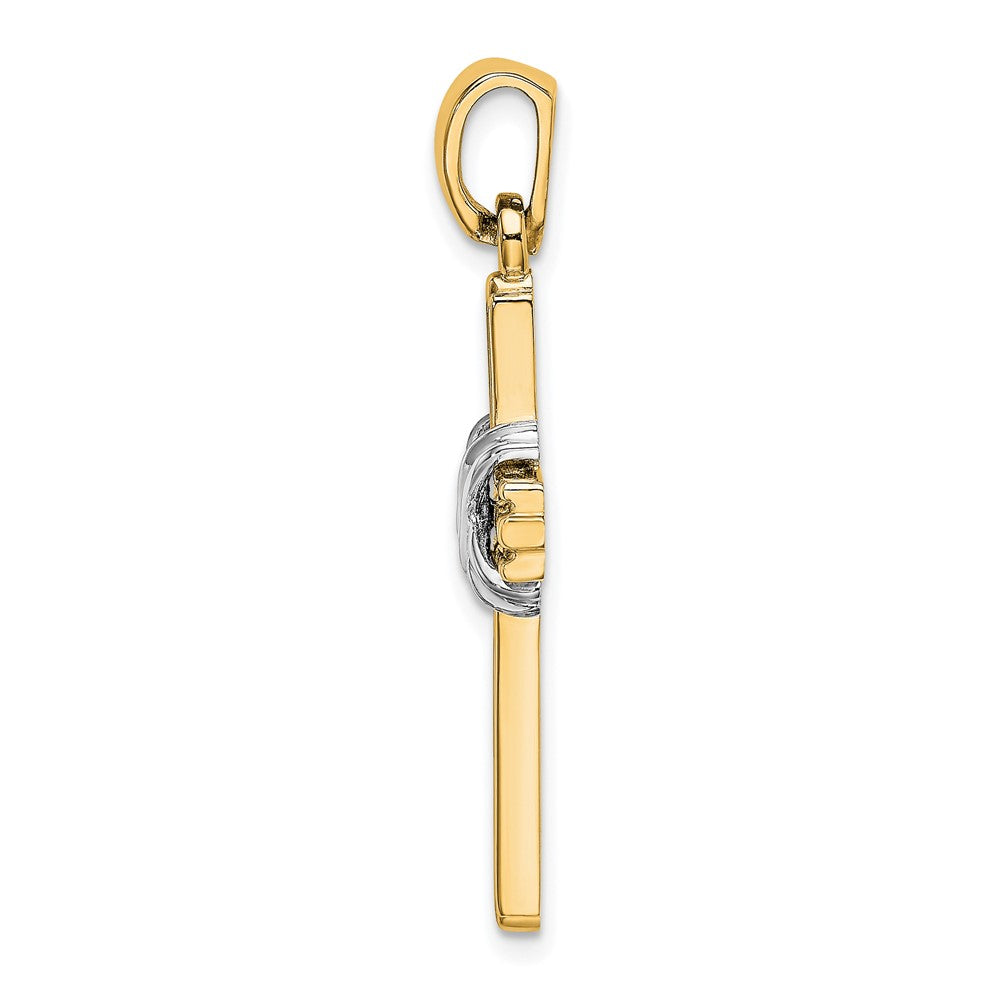 14K and White Rhodium -X- Center Passion Cross Pendant