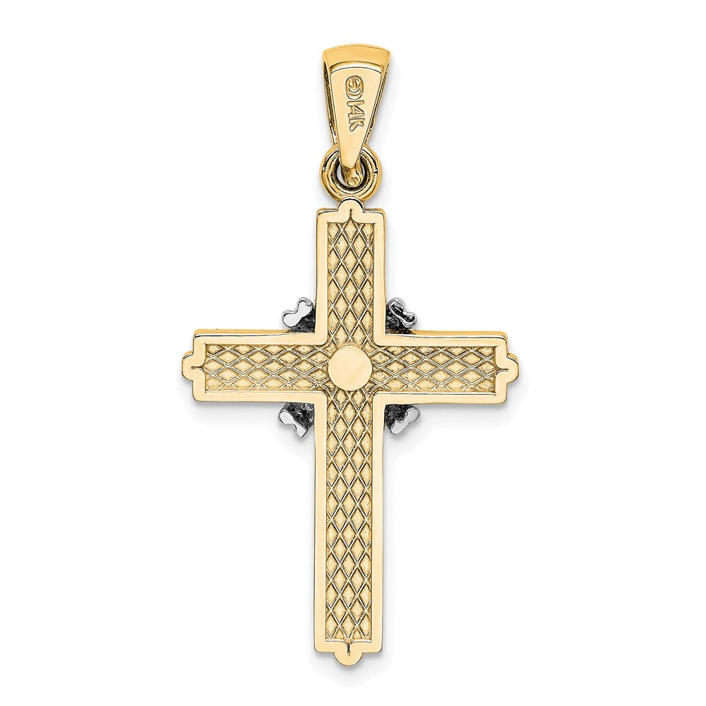 14K and White Rhodium -X- Center Passion Cross Pendant