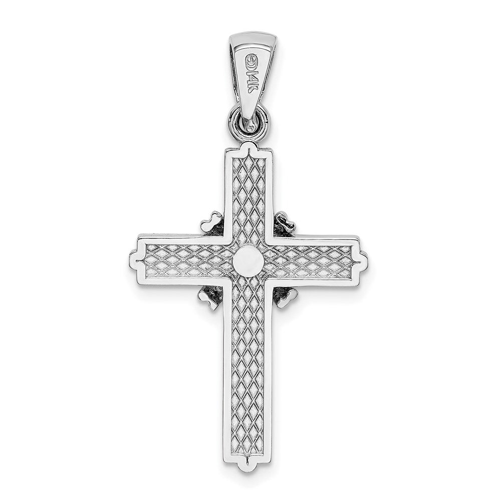 14k White Gold -X- Center Passion Cross Pendant