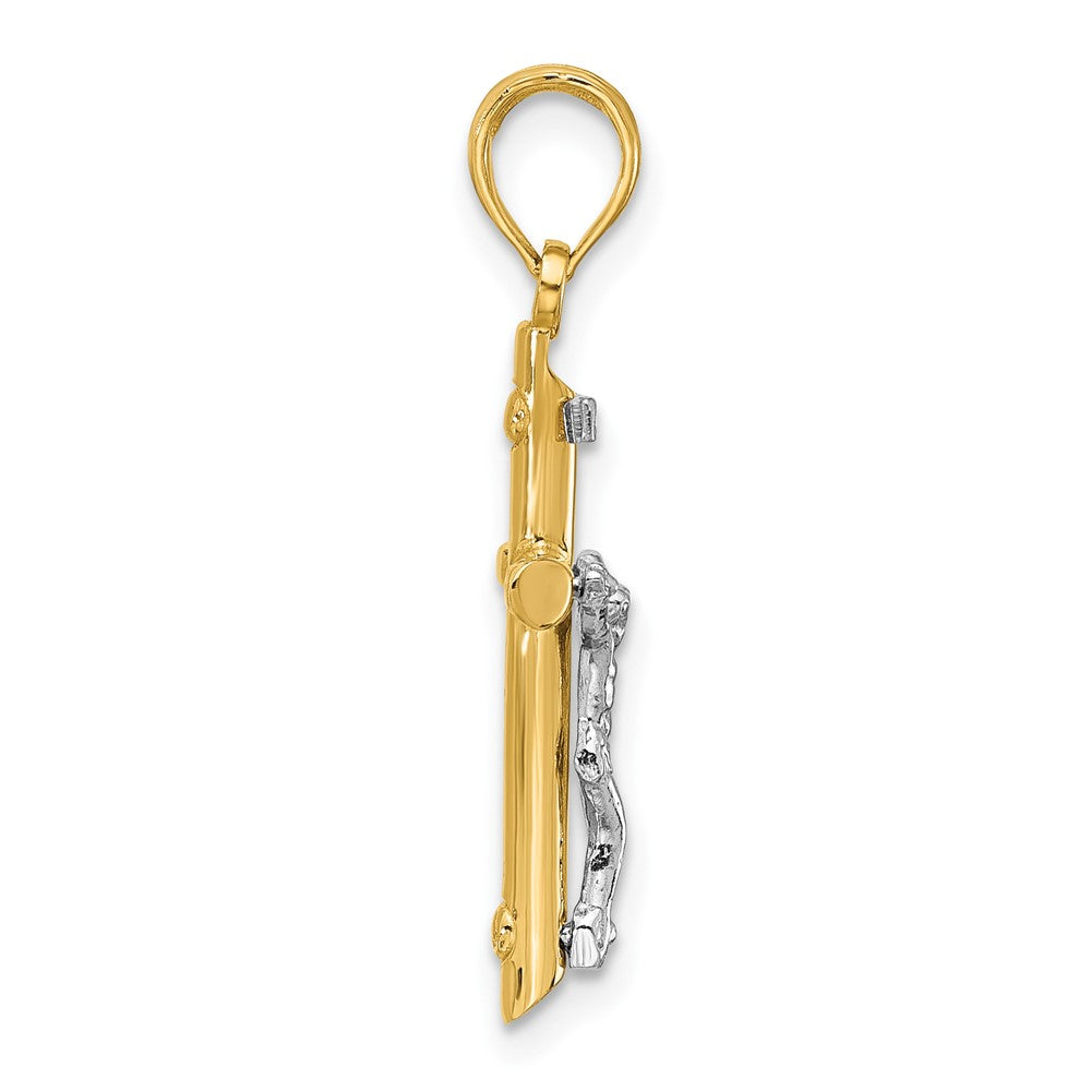 14K Two-tone INRI Hollow Crucifix Charm