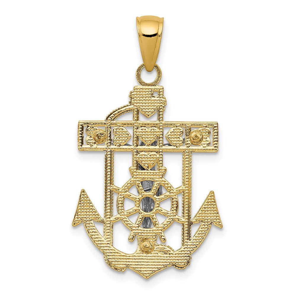 14k Two-tone Mariners Crucifix Pendant
