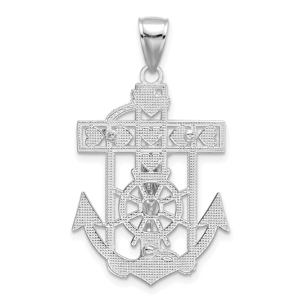 14k White Gold Mariners Crucifix Pendant